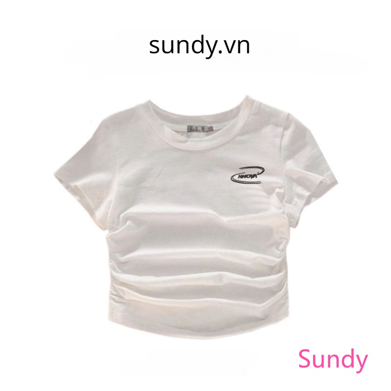 Áo Thun Croptop Tay Ngắn Chất Cotton Màu Trơn Thời Trang Mùa Hè Xinh Xắn Cho Nữ