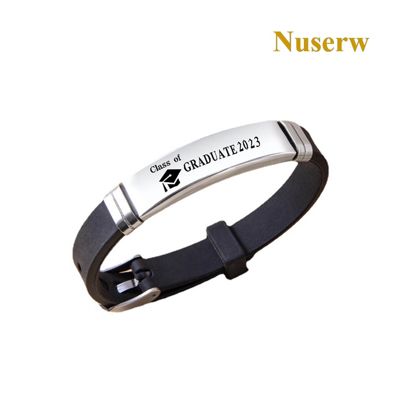 Vòng Đeo Tay Nuserw 2023 Bằng Silicon Và Thép Không Gỉ Màu Đen Thời Trang Cho Gia Đình