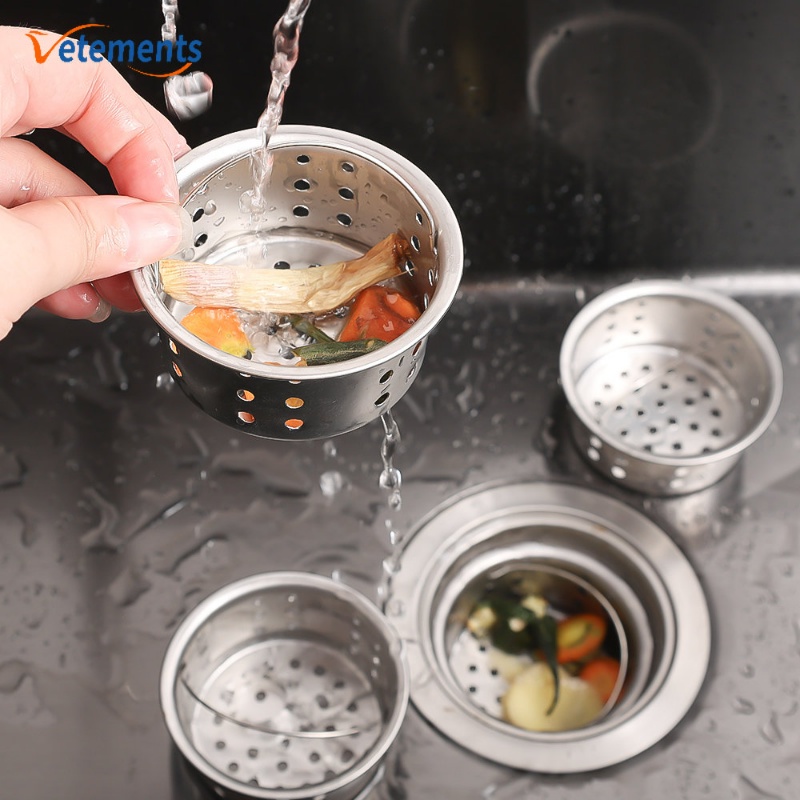 Dụng Cụ Lọc Rác Bồn Rửa Chén Bằng Thép Không Gỉ Dày Dặn Có Tay Cầm / Chống Tắc Ng