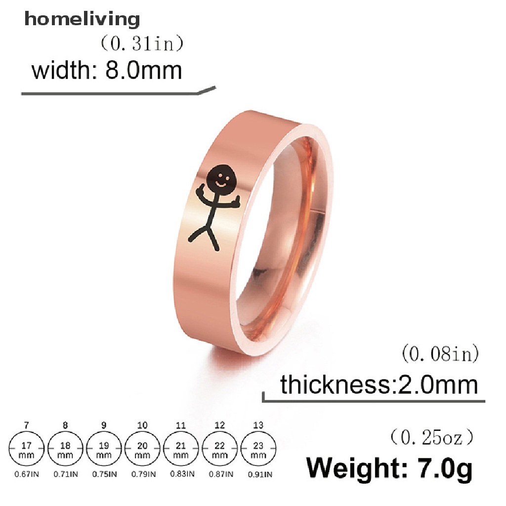 Nhẫn Thép Titan Mặt Giữa Vui Nhộn Đơn Giản Vui Nhộn Phong Cách Hip Hop Cho Cặp Đôi Mới