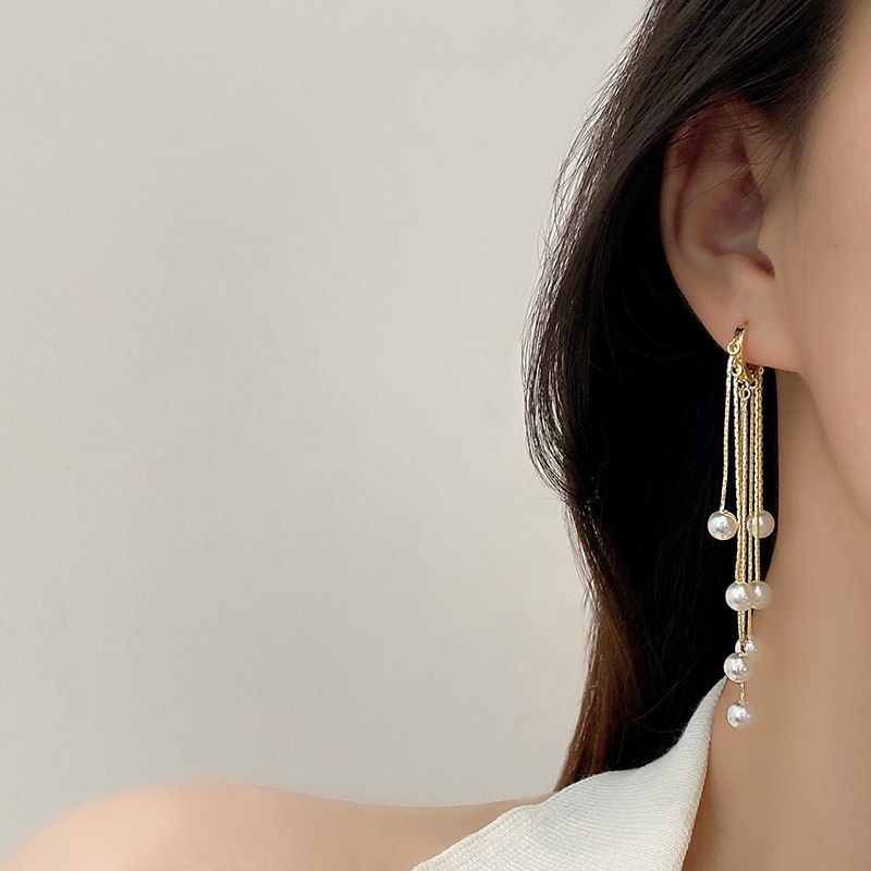 Khuyên Tai Tua Rua Đính Hạt Ngọc Trai Sang Trọng Thời Trang Mới Cho Nữ