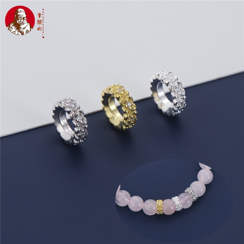 Hạt Ngọc Trai Bạc S925 Hình Hoa Nhỏ Dùng Làm Vòng Tay / Trang Sức DIY