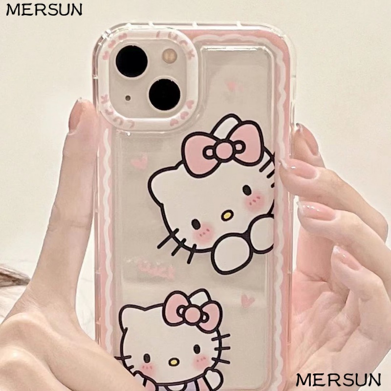✅Ốp Điện Thoại Trong Suốt Chống Sốc In Hình Hello kitty Màu Hồng Cho Iphone Xr 12Promax Xs 11148p 7 13 3BVE