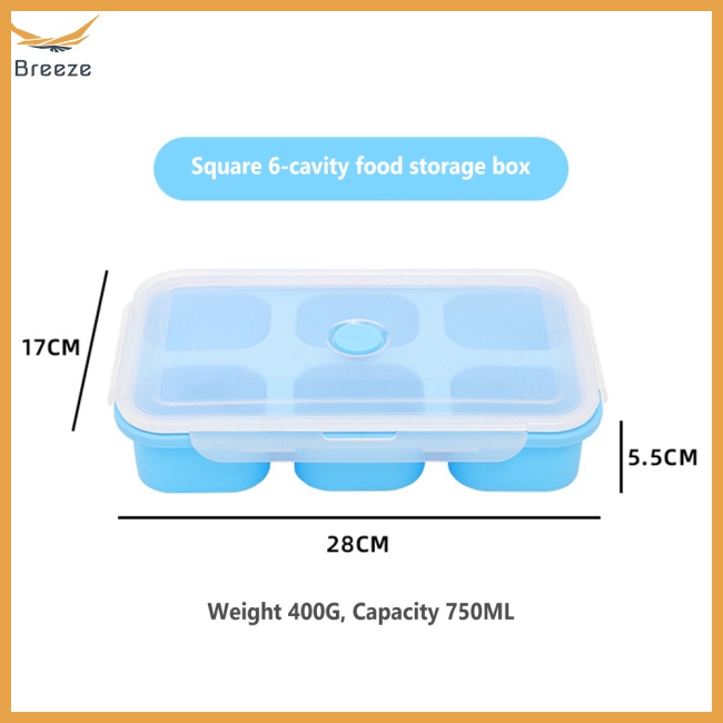 Khay Silicone Đựng Nước Sốt 6 Ngăn Có Nắp Đậy Tiện Lợi