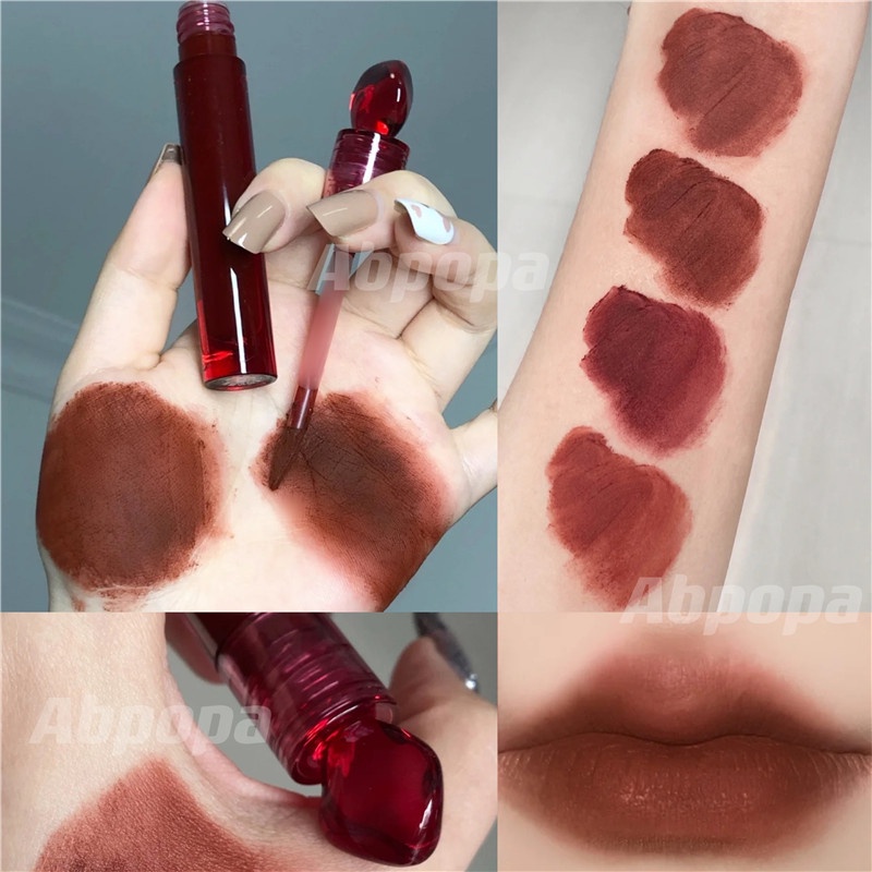 Abpopa ineyoo® Son Kem Lì Mềm Mịn Lâu Trôi Không Thấm Nước Thiết Kế Vỏ Hình Viên Đá