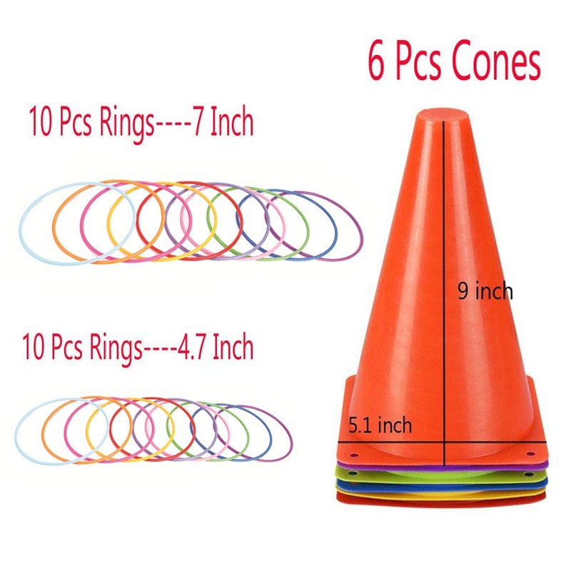 Set 26 Vòng Nhựa Hình Nón Chơi Trò Ném Ngoài Trời Cho Người Lớn Và Trẻ Em