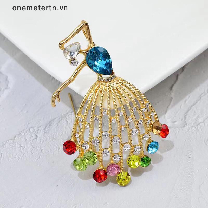 Ghim Cài Áo Hình Cô Gái Múa Ba Lê Đính Đá Nhiều Màu Dễ Thương