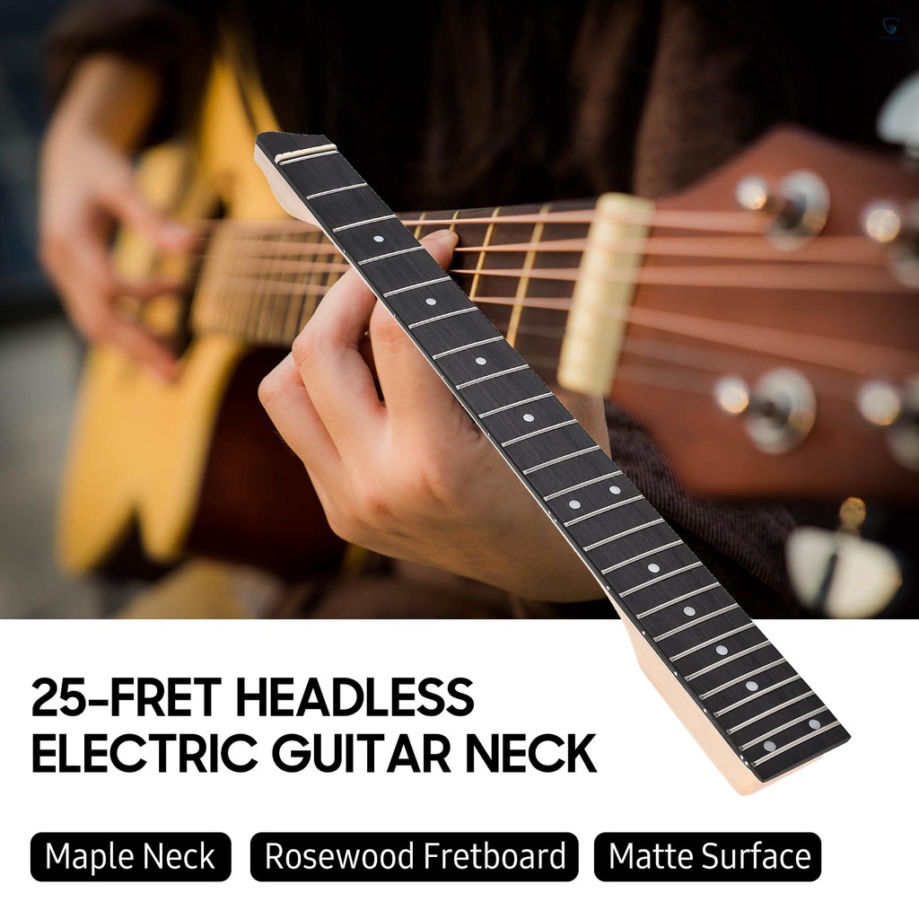 Cần Đàn Guitar Điện 25 Phím 25 Phím Bằng Gỗ Hồng Nhám Chưa Hoàn Thiện Dùng Khi Đi Du Lịch