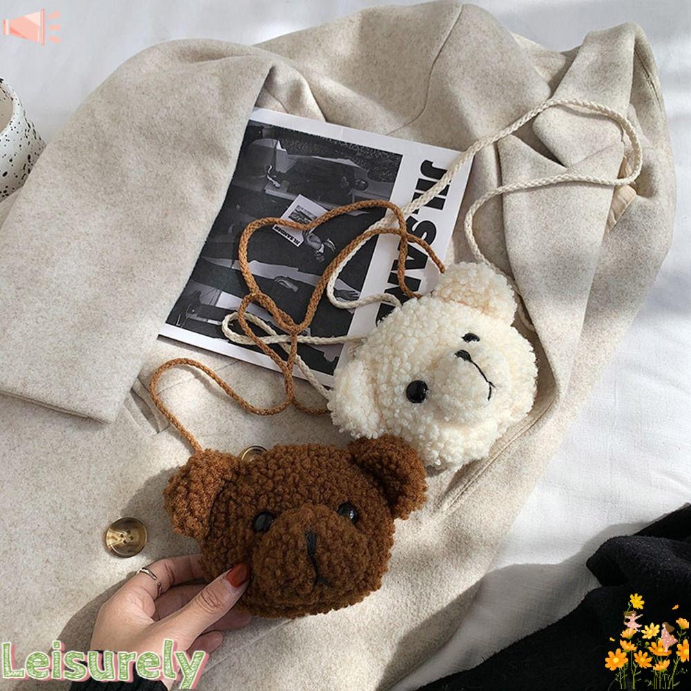 Túi Đeo Vai Hình Gấu Nhồi Bông Dễ Thương Cho Bé Gái