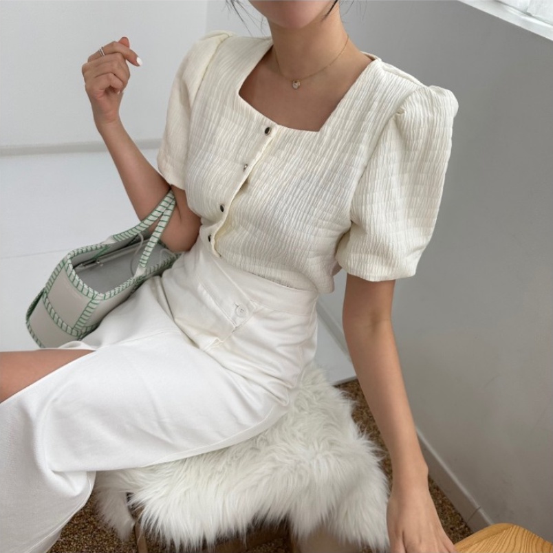 SUXI Áo Sơ Mi Tay Ngắn Cổ Vuông Quyến Rũ Thời Trang Hè Cho Nữ