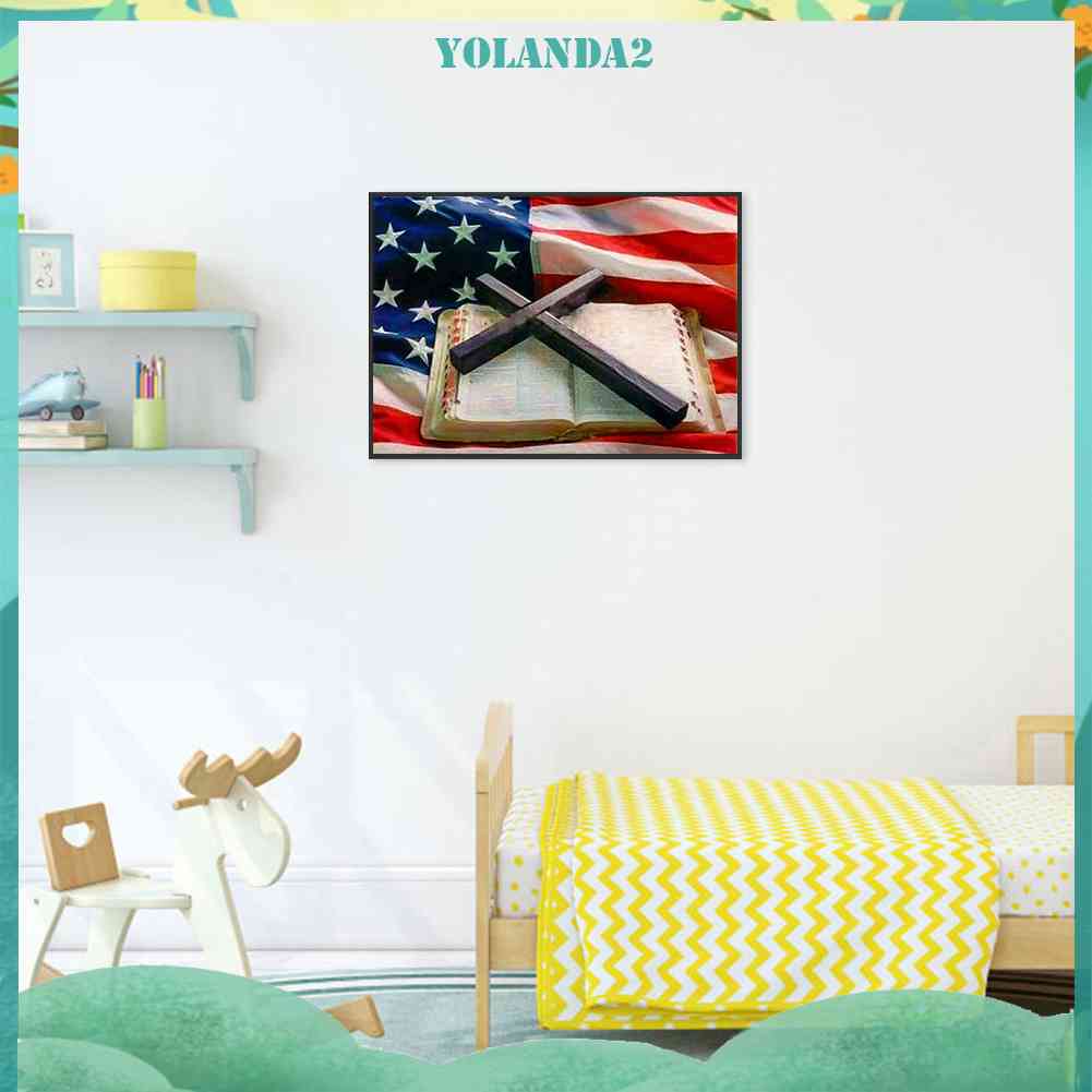 Tranh Đính Đá Kim Cương Toàn Bộ 5D DIY Hình Cờ Mỹ