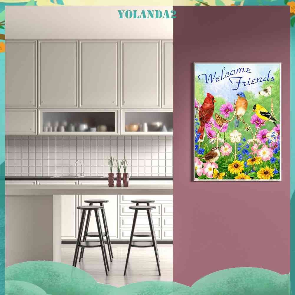 Bộ Tranh Đính Đá 5D Họa Tiết Hoa Và Chim Độc Đáo DIY Dùng Trang Trí Nhà Cửa