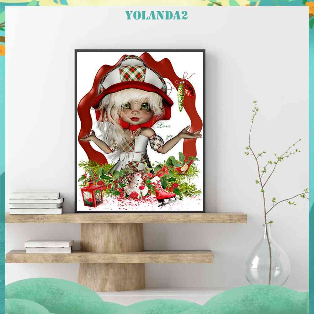 Bộ Tranh Đính Đá 5D Tự Làm Họa Tiết Bé Gái Hoạt Hình Trang Trí Nhà Cửa