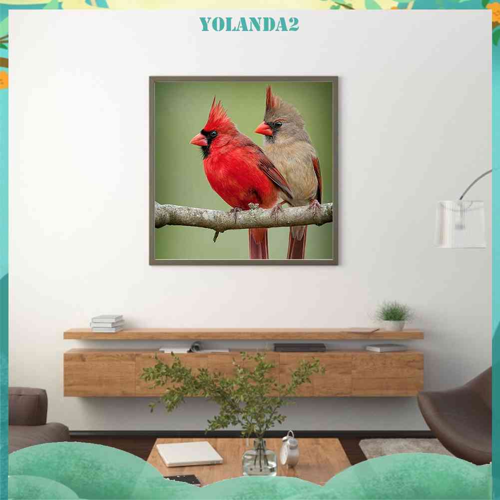 Tranh Đính Đá Kim Cương Toàn Bộ Họa Tiết Chim Và Cây Dùng Trang Trí DIY