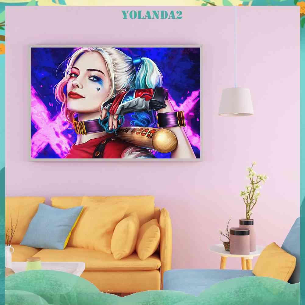 Tranh Đính Đá Kim Cương Toàn Bộ 5D DIY Hình Vẽ Harley Quinn