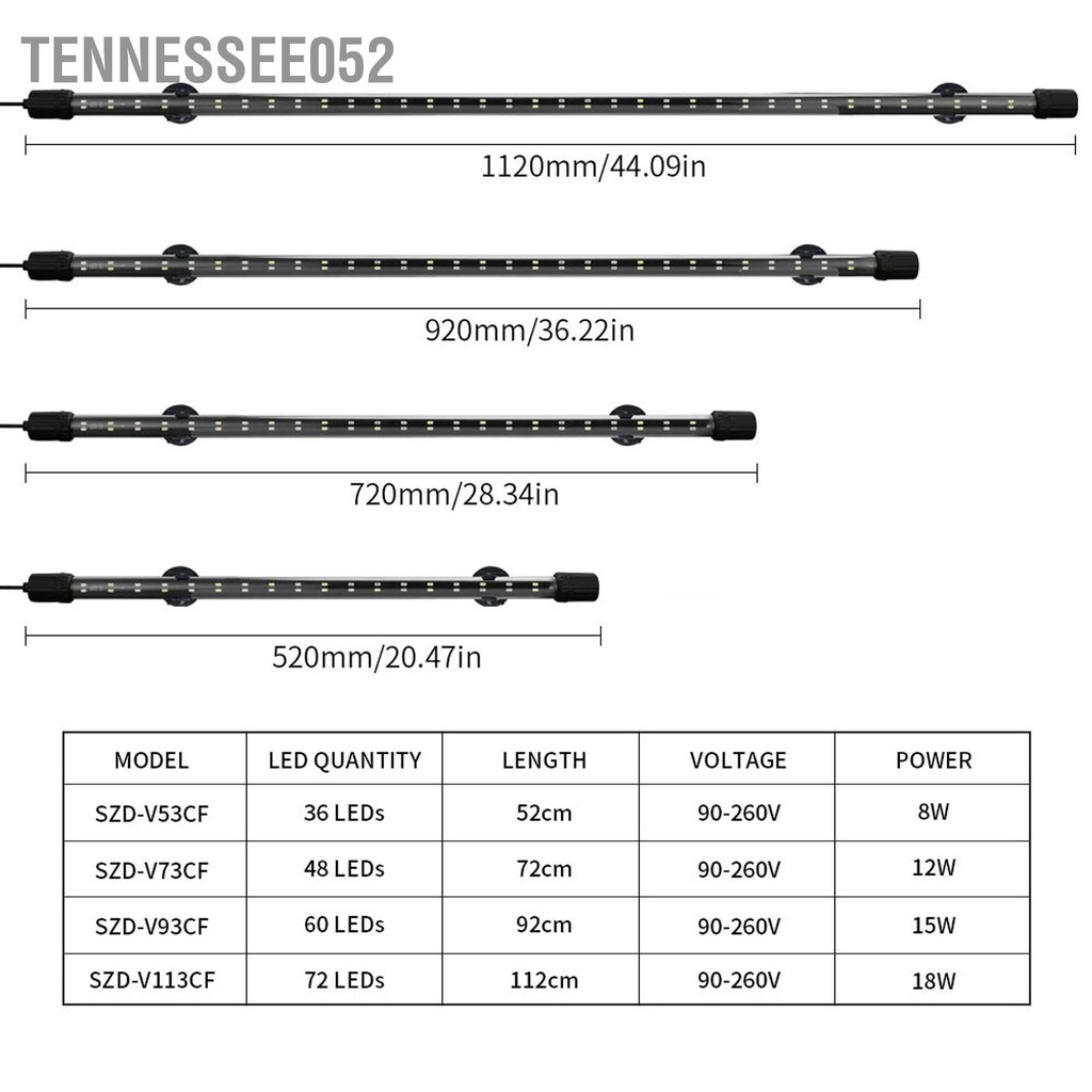 Tennessee052 Bể Cá Cảnh Đèn LED Chống Nước Mờ Độ Sáng Cao 3 Chế Chiếu RGB Phích Cắm Châu Âu 240V