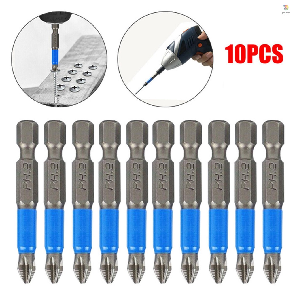 Bộ 10 Mũi Khoan Từ Tính 50mm 1 / 4 Inch PH2 Chống Trượt Chất Lượng Cao