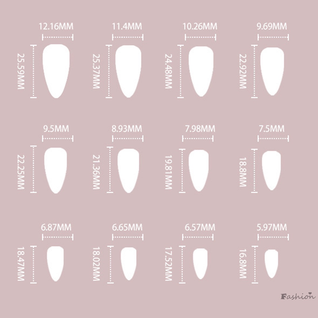 Bộ Móng Tay Giả Kèm Keo Dán Viền Trắng Lấp Lánh