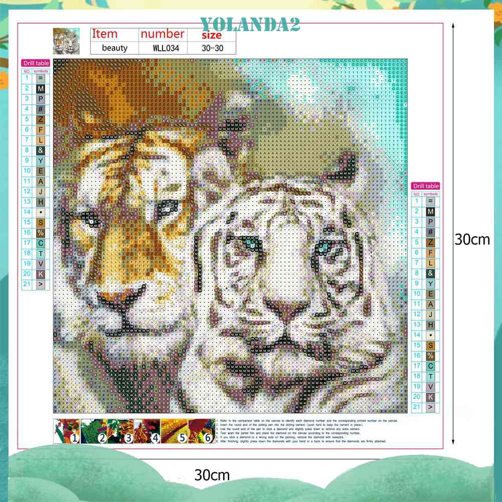 Tranh Đính Đá Kim Cương Toàn Bộ 5D DIY Hình Vẽ Đôi Hổ