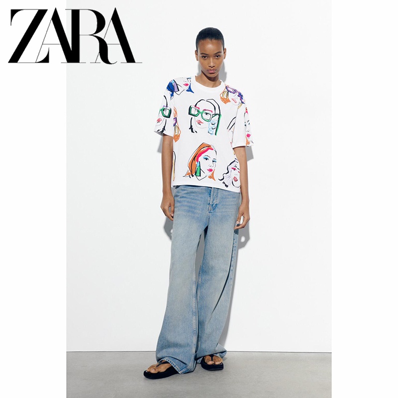 Zara Áo Thun Nhung In Họa Tiết Xinh Xắn Dành Cho Nữ