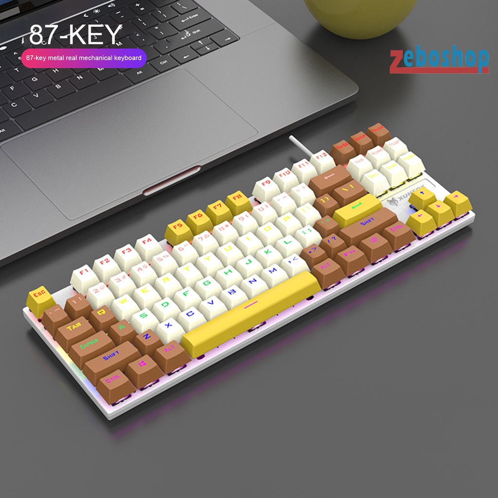 Bàn Phím Cơ K80 87 Phím Có Đèn Nền Chống Trượt Nhiều Màu Sắc Dành Cho Game Thủ