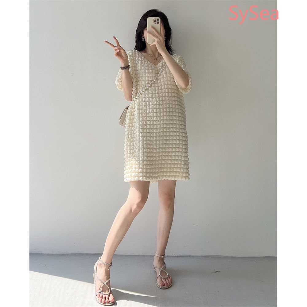 Plus Đầm Cổ Chữ V Phong Cách Hàn Quốc Cho Nữ