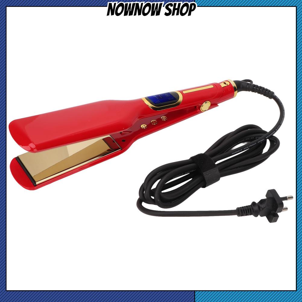 NOWNOW SHOP Gốm Dẹt Màu Đỏ Tay Cầm Công Thái Học Làm Nóng Nhanh Thông Minh Bình Giữ Nhiệt Tóc Cho Salon Phích Cắm Châu Âu 100‑240V
