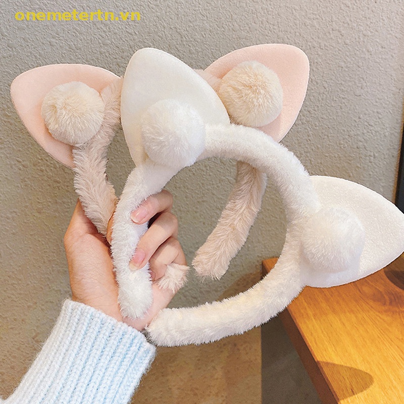 1 Băng Đô Tai Mèo Bằng Lông Nhung Thời Trang Dành Cho Nữ