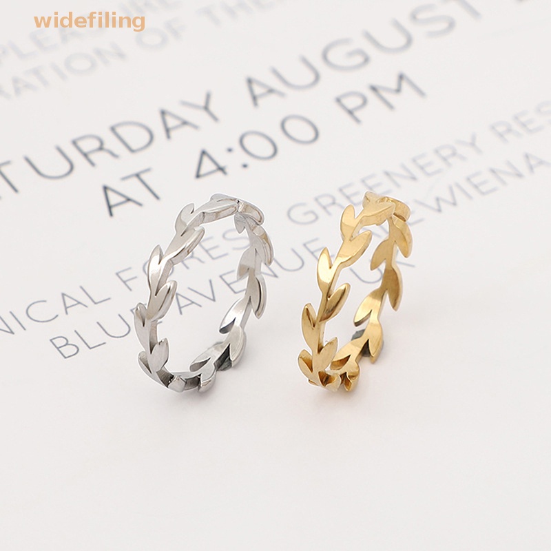 Nhẫn Hình Lá Bằng Thép Không Gỉ Bản Rộng Thời Trang Cho Nữ