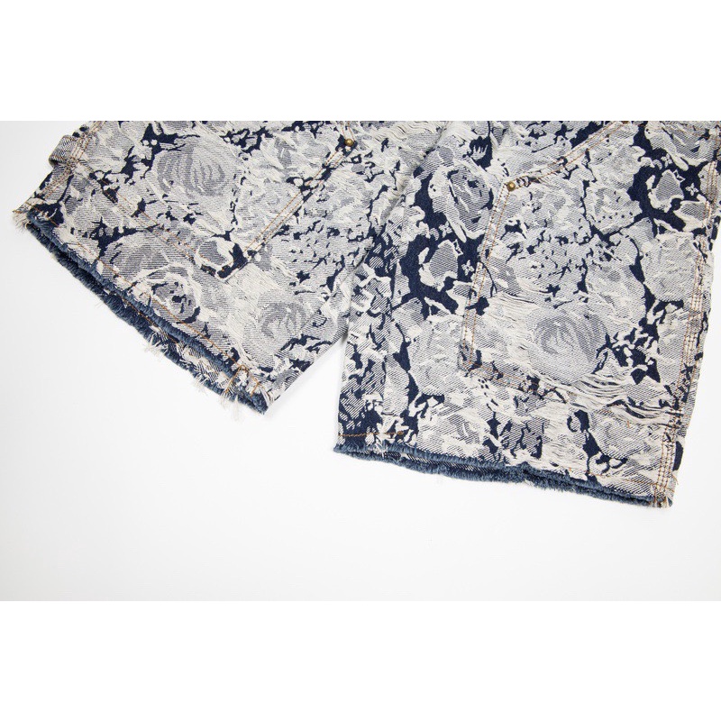 L88v &amp; - Quần Short denim Phối Tua Rua In Logo Hoa Hồng Thời Trang Đường Phố Mới Nhất Cho Nam Và Nữ Cùng Phong Cách Jrtsyhrtfjyg