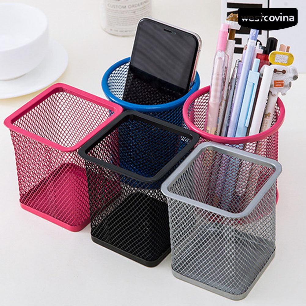 [COD]♪Giá Đỡ Bút Bằng Kim Loại Dạng Lưới Để Bàn Văn Phòng Tiện Lợi