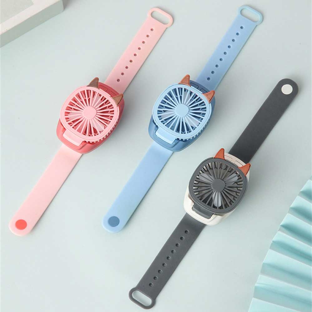 Quạt Nhỏ Đeo Cổ Tay Hình Đồng Hồ Hoạt Hình Sáng Tạo Hai Cổng Sạc usb