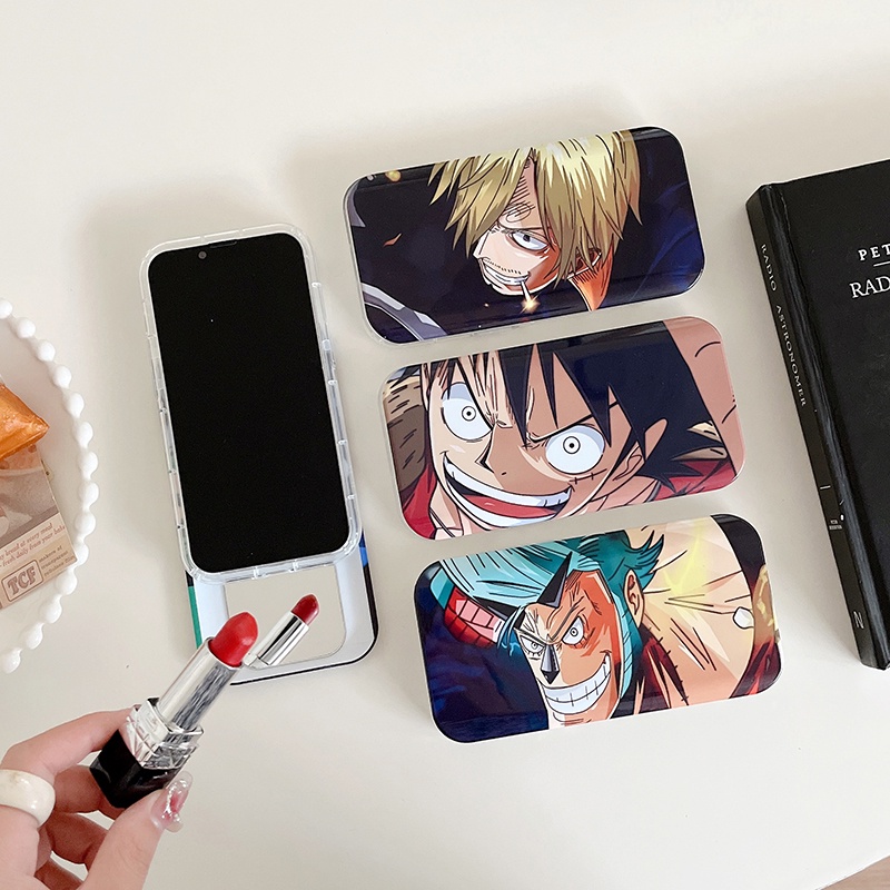 Ốp Điện Thoại in Hình One Piece Tích Hợp Gương Và Trượt Bảo Vệ Cho iPhone 14 Pro Max 13 12 11