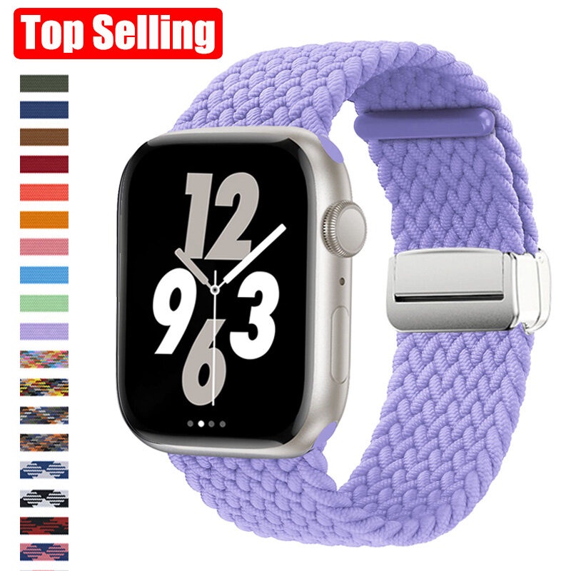 Dây Đeo Đồng Hồ Bằng nylon Bện Có Vòng Nam Châm Cho Apple watch Ultra 3 4 5 se 6 7 8 i watch 45mm 44mm 40mm 41mm 49mm 42mm 38mm