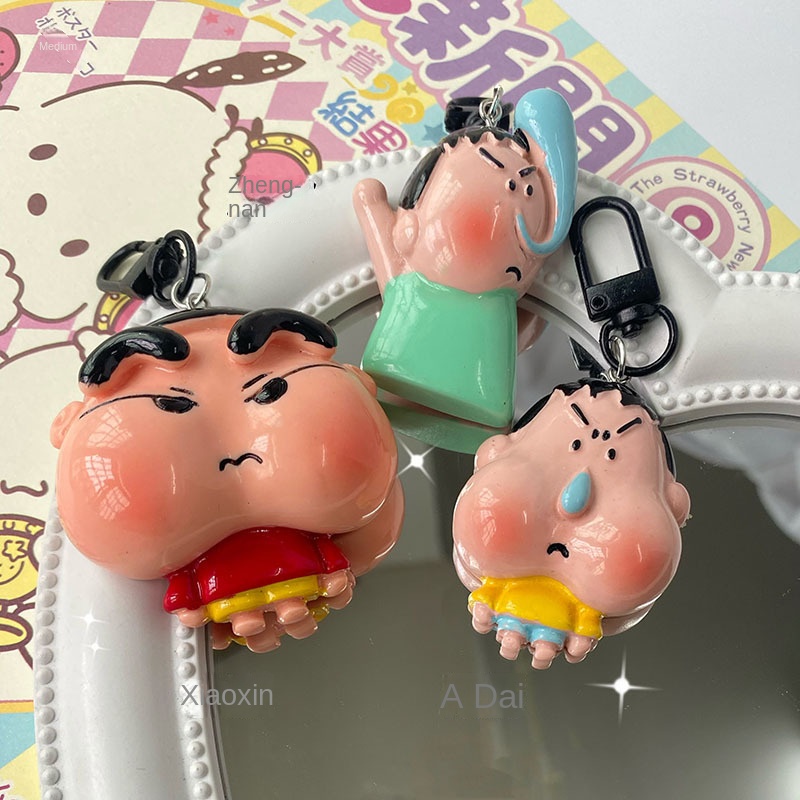New Super Cute Cartoon Character Pendant Crayon New Keychain Cute Cartoon Resin Pendant Girls' Schoolbag Accessories Sweet Girlfriend Gift