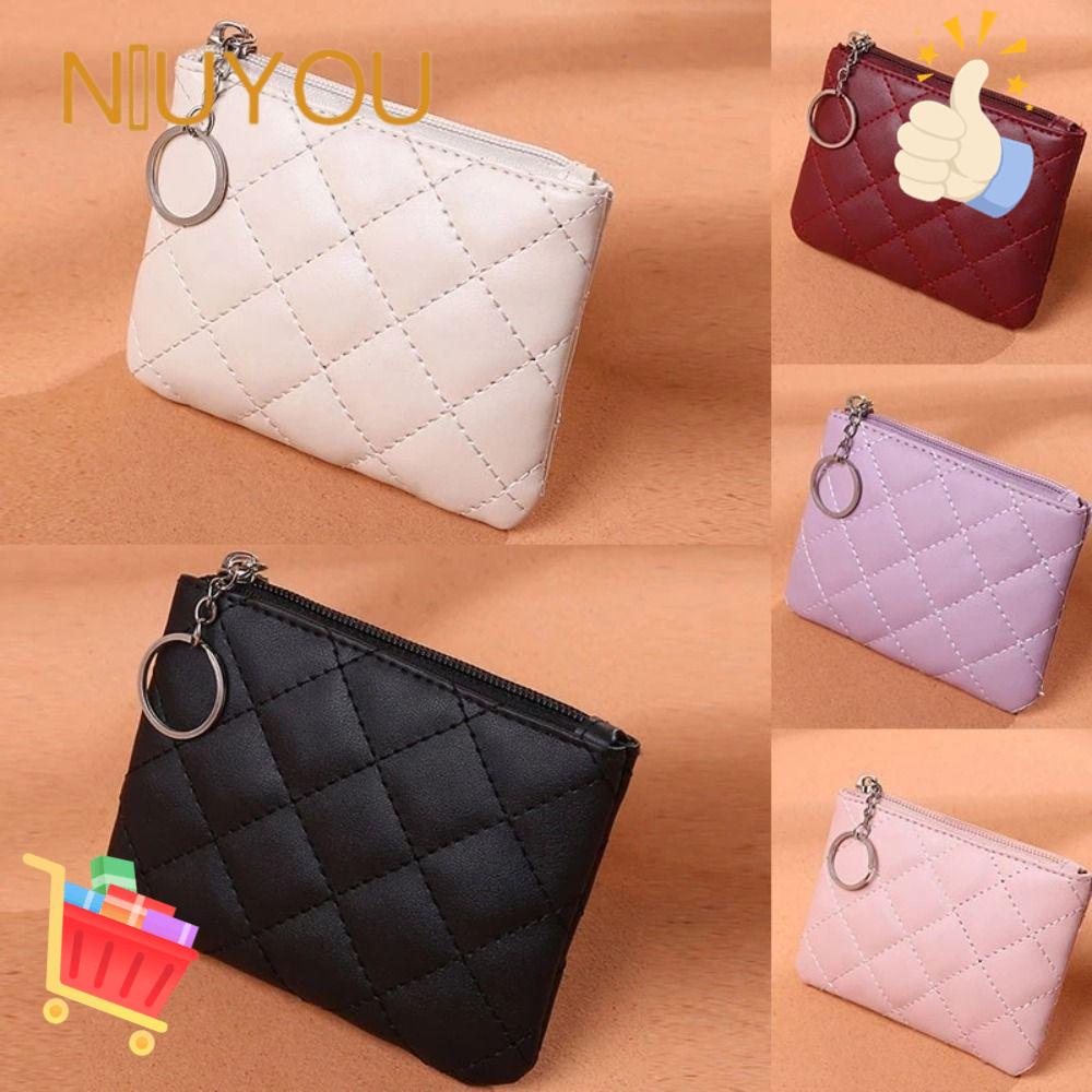 Set 2 Ví Da PU Mini Có Móc Khóa Dùng Để Đựng Thẻ Tiện Lợi Giá Đỡ
