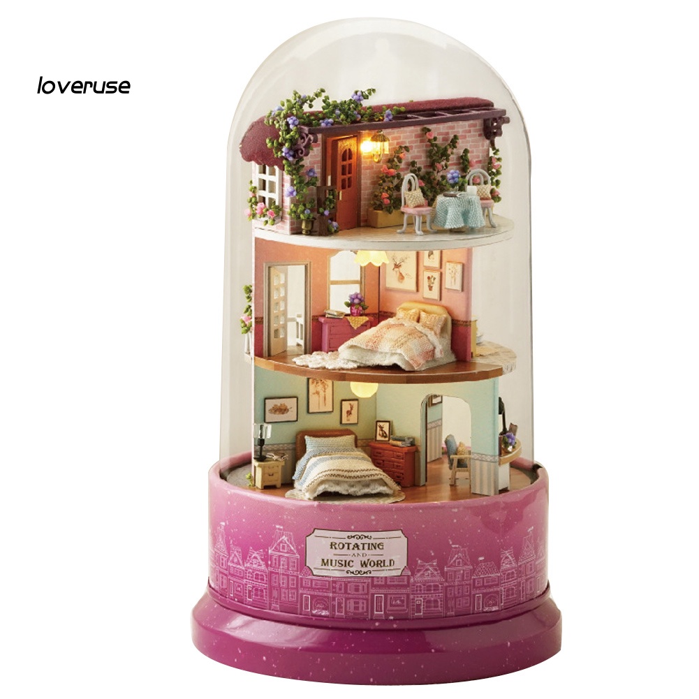 Nhà Búp Bê Mini Bằng Gỗ Có Nắp Chống Bụi DIY Ốp