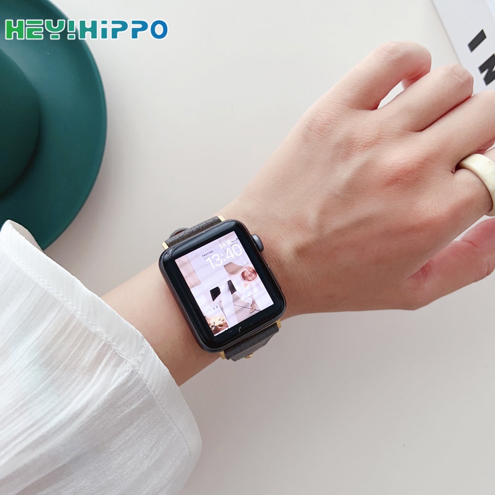 Dây Đeo Bằng Da Cừu Có Khóa Kim Loại Cho Đồng Hồ Thông Minh series 8 / 7 / 6 / SE / 5 / 4 iwatch 45 / 44 / 42 / 41 / 40 / 38mm