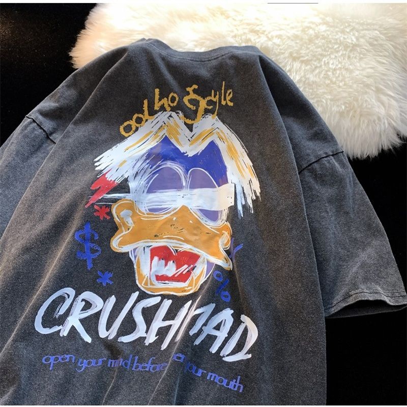 Áo Thun Nam Tay Ngắn Dáng Rộng Phong Cách Mùa Hè Cá Tính