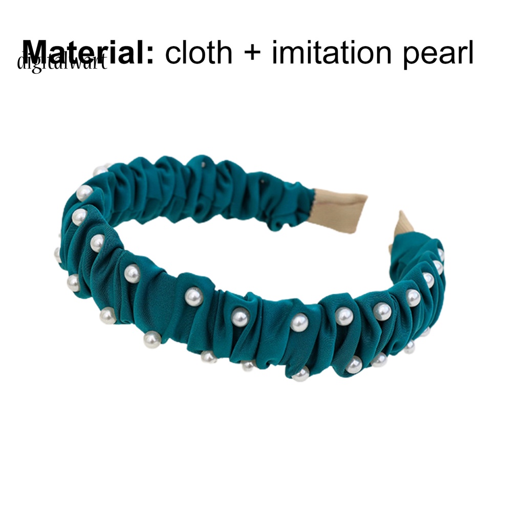 Kỹ Thuật Số| Băng Đô Bản Rộng Đính Ngọc Trai Nhân Tạo Chống Trượt Thời Trang Cho Nữ