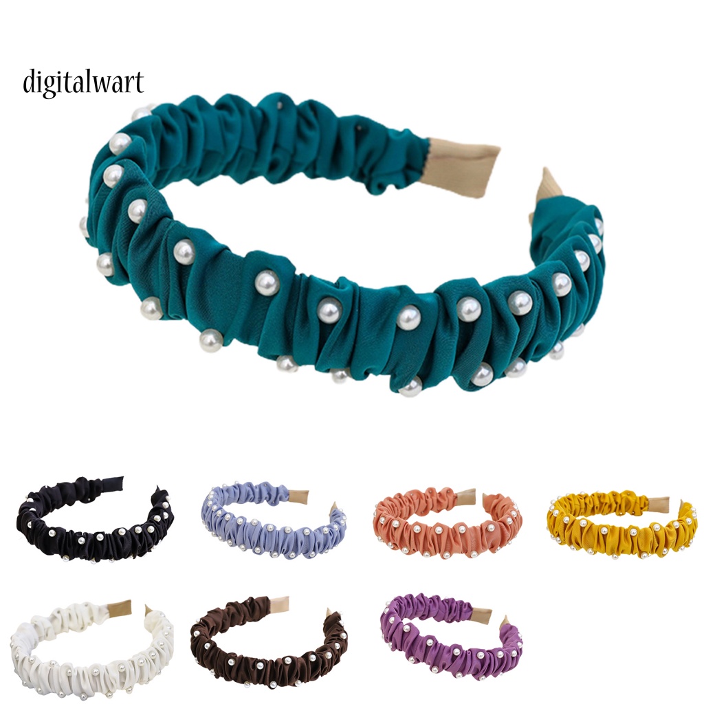 Kỹ Thuật Số| Băng Đô Bản Rộng Đính Ngọc Trai Nhân Tạo Chống Trượt Thời Trang Cho Nữ