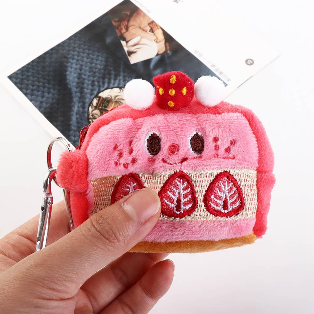 Ví Đựng Tiền Xu Mini Đa Năng Hình Bánh Kem Dâu Tây Nhồi Bông Lấp Lánh