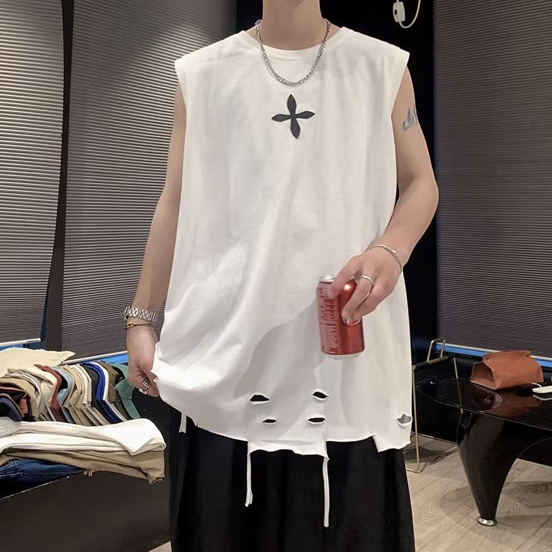 Áo Thun Sát Nách Cổ Tròn Dáng Rộng Thời Trang Mùa Hè Phong Cách Hàn Quốc Cho Nam