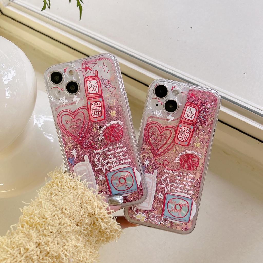Ốp Điện Thoại TPU Dẻo Họa Tiết Hoạt Hình Có Nước Kim Tuyến Lấp Lánh Cho iPhone11 12 13 14 Pro Max