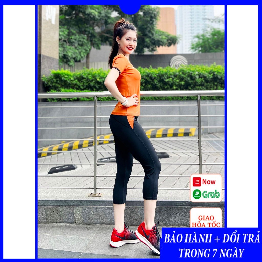 Set bộ quần áo đồ tập gym yoga nhảy zumba aerobic nữ gầy quần lửng độn nâng mông tay ngắn đẹp giá rẻ