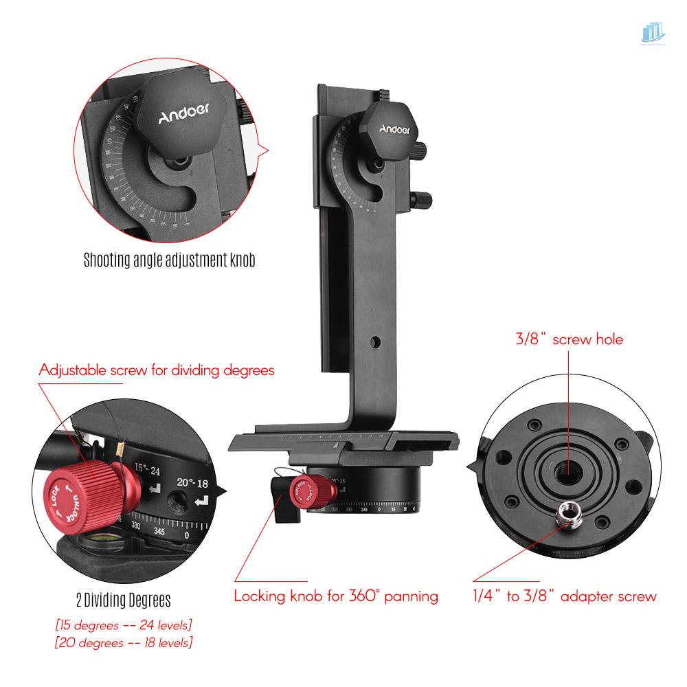 Đầu Đồng Hồ Thông Minh Andoer Andoer 720 Độ Bao Gồm 360 Độ° Bộ Thanh Trượt Chỉ Số Toàn Cảnh + Thanh Trượt 2 Chiều + Giá Đỡ Chữ L Cho Máy Ảnh DSLR ILDC Phụ Kiện Tải Trọng 3kg 3kg Chất Lượng Cao