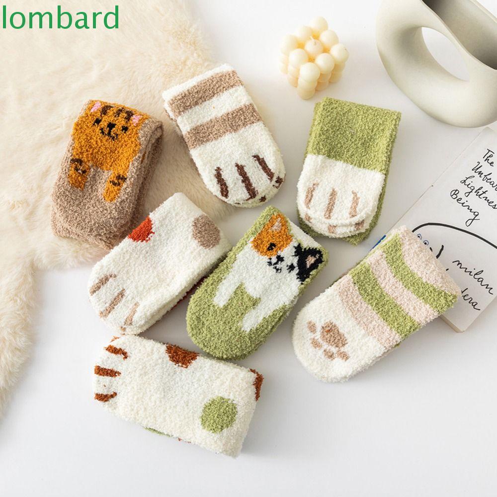 Đôi Tất Chân Giữ Ấm Họa Tiết Mèo Hoạt Hình Dễ Thương Cho Nữ