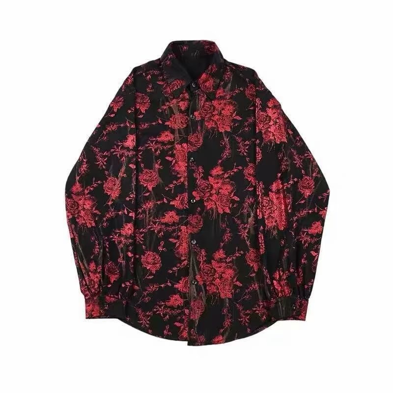 Áo Sơ Mi Nam In Họa Tiết Phong Cách Đường Phố Hong Kong Cổ Điển