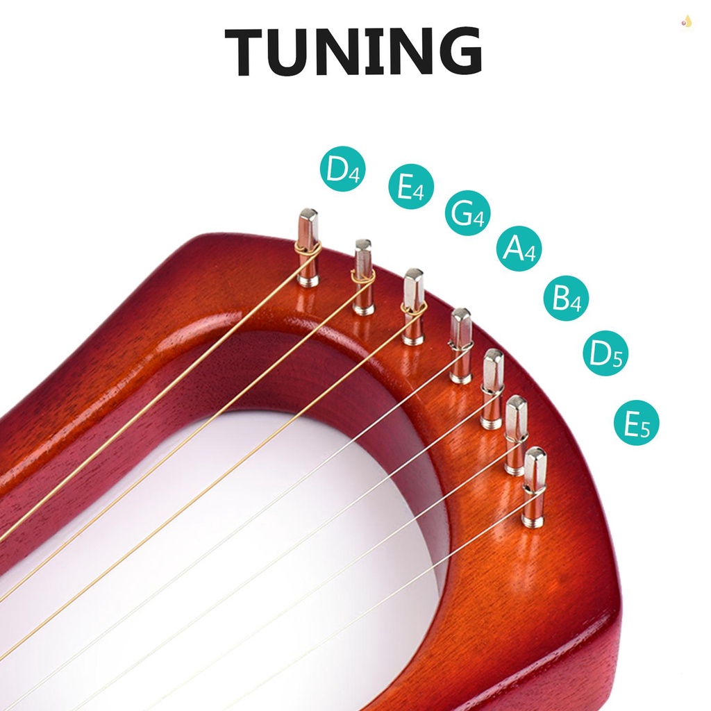 Mynice Bộ Cờ Lê Điều Chỉnh 7 Vòng Kiểu Lyre Harp Cổ Điển / 2 Miếng Vải Lau Chùi