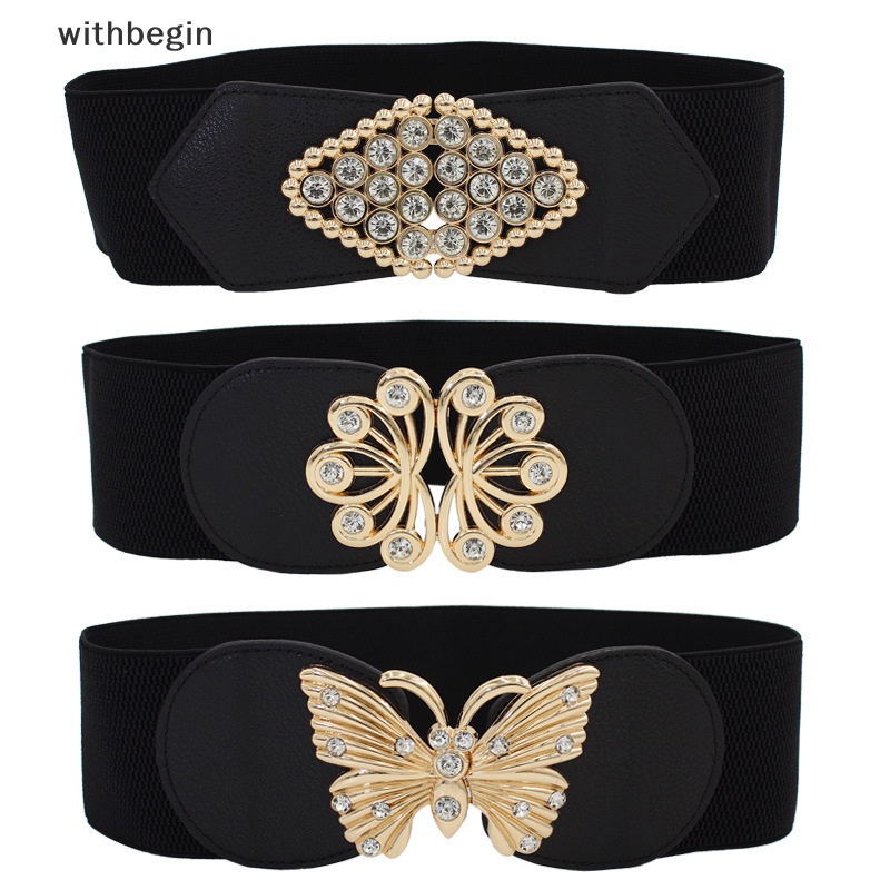 Thắt Lưng Bản Rộng Co Giãn Có Khóa Vàng Kim Thời Trang Mùa Hè Cổ Điển